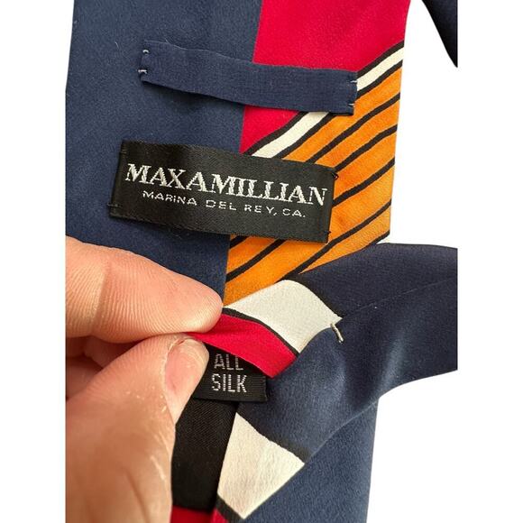 Maxa Millian Men's Multicolor 100% Silk Neck Tie - Picture 3 of 3
